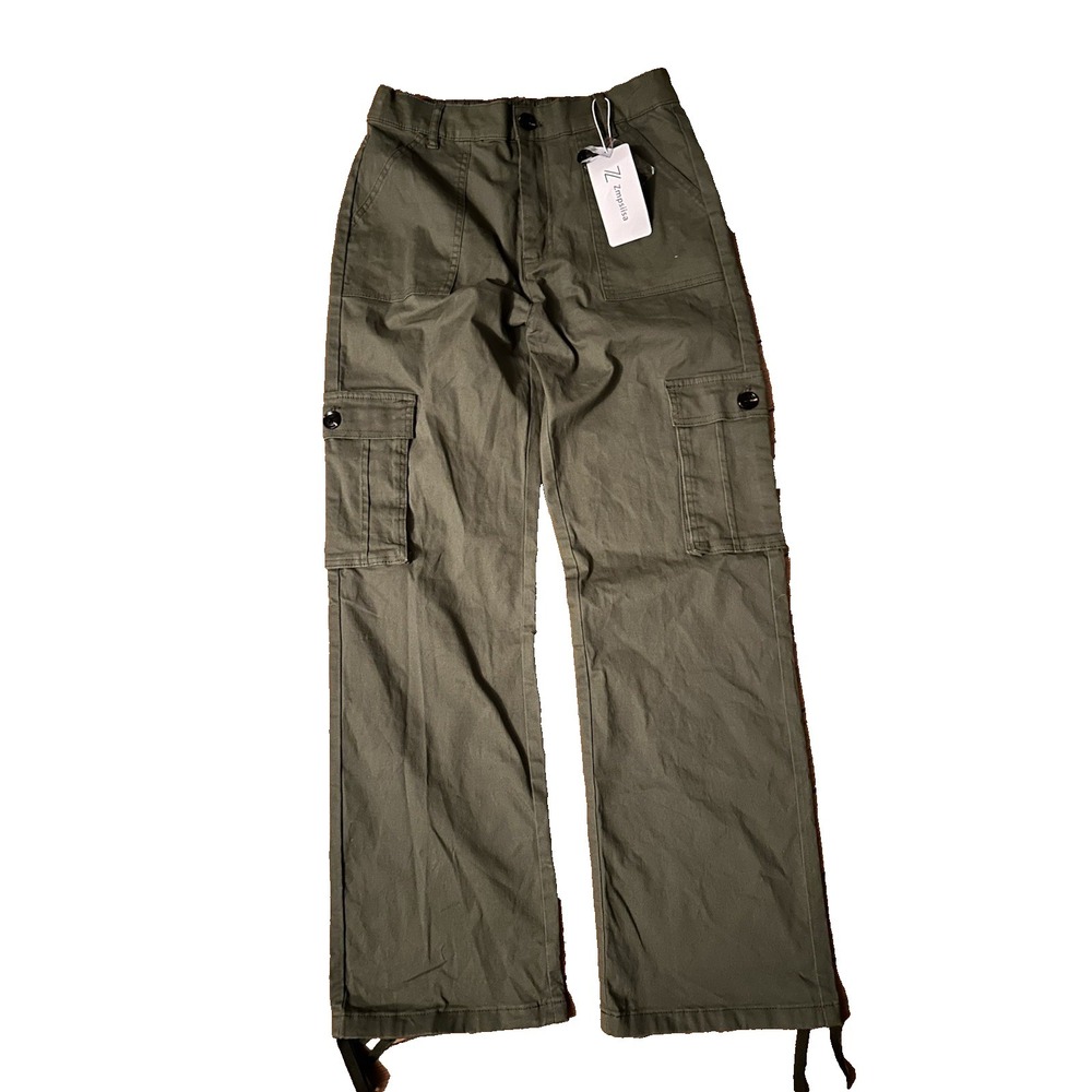 Zmpsiia Women's Size Medium Olive Wide Leg Cargo Pants NWT